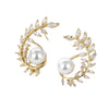 Women's Natural Style Metal Olive Leaf Flower Earrings With Zircon Accents Electroplated Exaggerated Statement Earrings