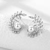 Women's Natural Style Metal Olive Leaf Flower Earrings With Zircon Accents Electroplated Exaggerated Statement Earrings