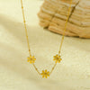 Women's Natural Style Stainless Steel And 18K Gold Electroplated Sunflower Daisy Clavicle Necklace