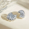 Women's Natural Style Stainless Steel Earrings With Geometric Shell Stripe Wave Pattern And Animals Zodiac Styling And Electroplating Treatment
