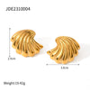 Women's Natural Style Stainless Steel Earrings With Geometric Shell Stripe Wave Pattern And Animals Zodiac Styling And Electroplating Treatment
