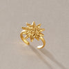Women's Natural Tiger Eye And Sunstone Ring With Geometric Design Gold Tone Pvd Vacuum Plated Stainless Steel Jewelry