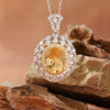 Women's Natural Topaz Amethyst Citrine Geometric Style S925 Sterling Silver Crystal Jewelry Necklace