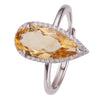 Women's Natural Topaz Citrine Dropshaped Necklace Set With Crystal In S925 Sterling Silver And Cross Chain