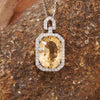 Women's Natural Topaz Citrine Necklace S925 Sterling Silver Geometric Crystal Set Jewelry Millennium Cut