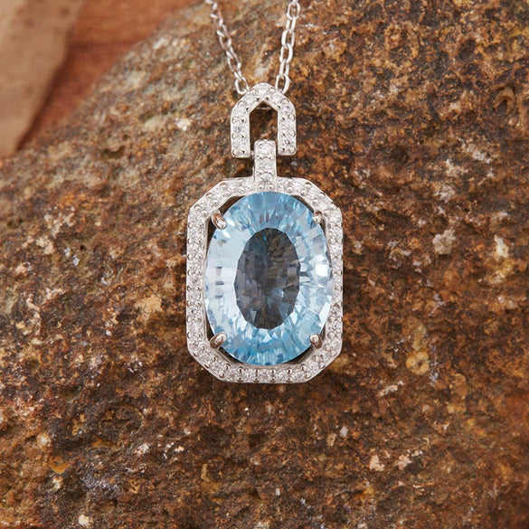 Women's Natural Topaz Citrine Necklace S925 Sterling Silver Geometric Crystal Set Jewelry Millennium Cut