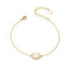 Women's Natural White Shell Oval Bracelet 925 Sterling Silver Geometric Design Jewelry
