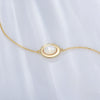 Women's Natural White Shell Oval Bracelet 925 Sterling Silver Geometric Design Jewelry