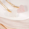 Women's Necklace Copper Heart Shape Pendant Mixed Gemstone Setting Electroplating Titanium Steel Chain