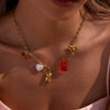 Women's Necklace Stainless Steel Titanium Steel Electroplating Bear Cherry Bow Style