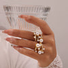 Women's Niche Design Cold Style Bead Winding Ring In Titanium Steel With Geometric Pattern And 18K Gold Plated Electroplating