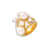 Women's Niche Design Cold Style Bead Winding Ring In Titanium Steel With Geometric Pattern And 18K Gold Plated Electroplating