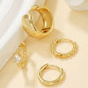 Women's Niche Fashion Retro Twist Geometric Copper Earrings Inlaid With Zirconia