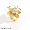 Women's Niche Geometric And Flower Hollow Titanium Steel Ring With Electroplating And Pearls