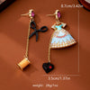 Women's Niche Geometric Heart Earrings With Black Retro Design Zinc Alloy Construction And Electroplated Finish