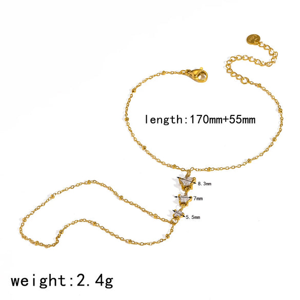 Women's Niche Geometric Stainless Steel And 18K Gold Bracelet With Diamonds And Star Shaped Zircon Real Gold Plated