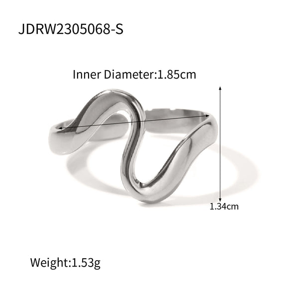 Women's Niche Highgrade Light Luxury Colormatching Doublelayer Asymmetric Opening Titanium Steel Ring With Geometric Pattern And Electroplating