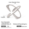Women's Niche Highgrade Light Luxury Colormatching Doublelayer Asymmetric Opening Titanium Steel Ring With Geometric Pattern And Electroplating