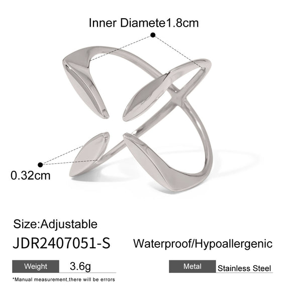 Women's Niche Highgrade Light Luxury Colormatching Doublelayer Asymmetric Opening Titanium Steel Ring With Geometric Pattern And Electroplating