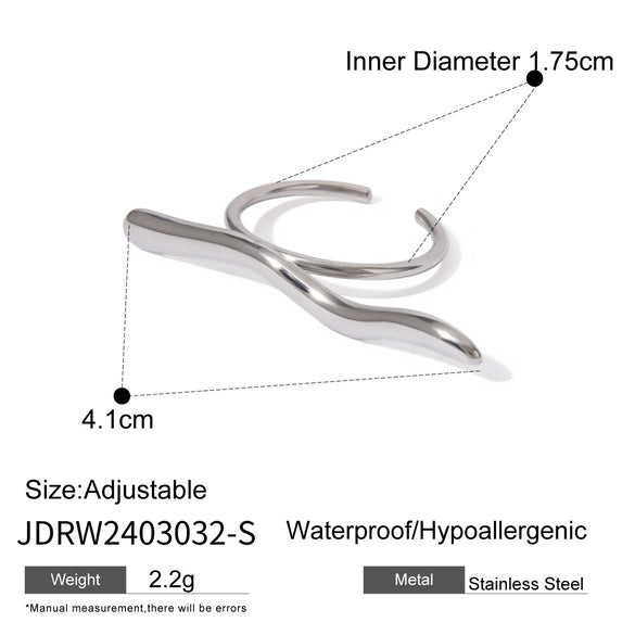 Women's Niche Highgrade Light Luxury Colormatching Doublelayer Asymmetric Opening Titanium Steel Ring With Geometric Pattern And Electroplating