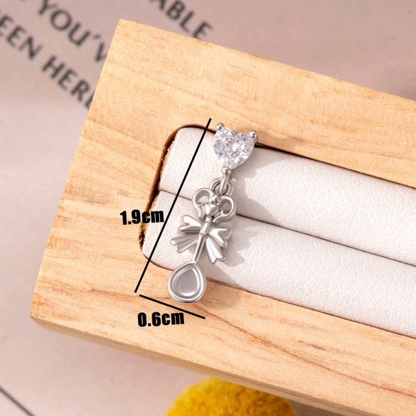Women's Niche Highgrade Titanium Steel Bow Inlaid Zircon Ear Nail