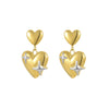 Women's Niche Personality Double Love Stainless Steel Heart Shape Electroplated Earrings