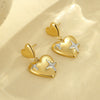 Women's Niche Personality Double Love Stainless Steel Heart Shape Electroplated Earrings