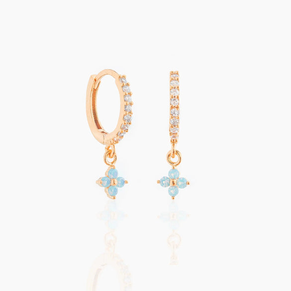 Women's Niche Style Copper Flower Earrings With Zircon Microembedded