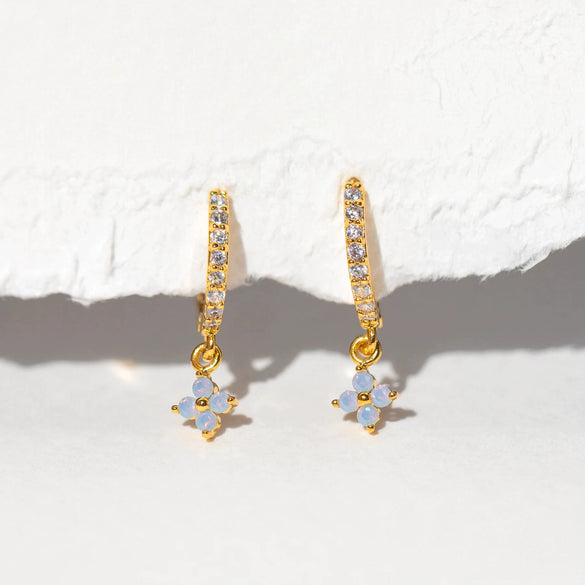 Women's Niche Style Copper Flower Earrings With Zircon Microembedded