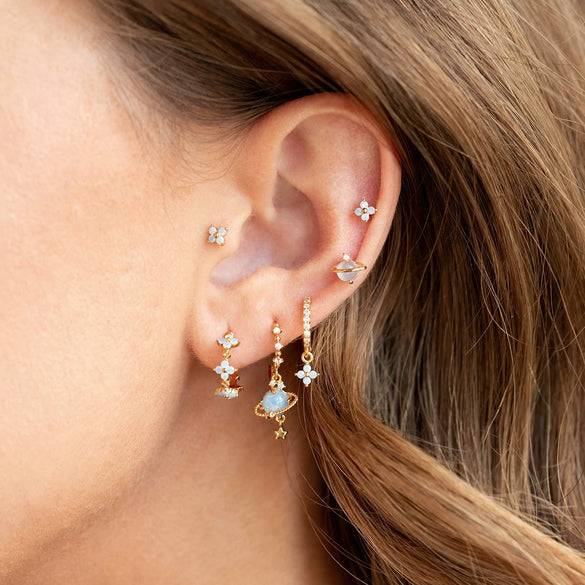 Women's Niche Style Copper Flower Earrings With Zircon Microembedded