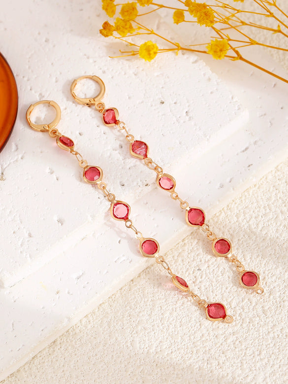 Women's Niche Y Shaped Alloy Crystal Pearl Long Sweater Chain With Geometric Pattern And Electroplating For Autumn And Winter