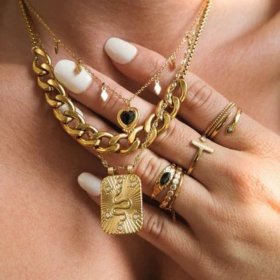 Women's Non Fading Stainless Steel Hip Hop Sweater Chain With Geometric Design And Electroplating For Autumn And Winter