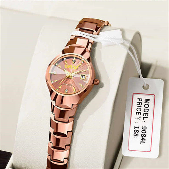 Women's Nonmechanical Waterproof Luminous Watch Alloy Tungsten Steel Color Round Dial Leisure Style