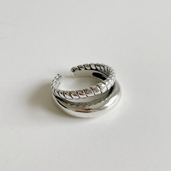Women's Normcore Doublelayer Twisted Line 925 Sterling Silver Heart Ring