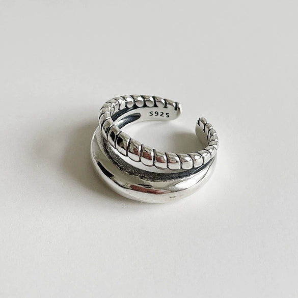 Women's Normcore Doublelayer Twisted Line 925 Sterling Silver Heart Ring