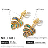 Women's Ocean Inspired Geometric Stainless Steel Earrings With 18K Gold Vacuum Plating Starfish And Leaf Design