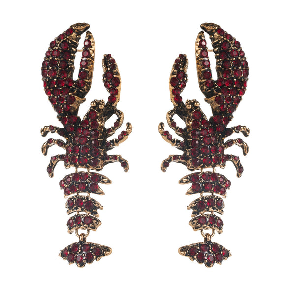 Women's Ocean Series S925 Silver Needle Earrings With Rhinestones And Set With Diamonds Featuring Lobster Dragonfly Crab Designs