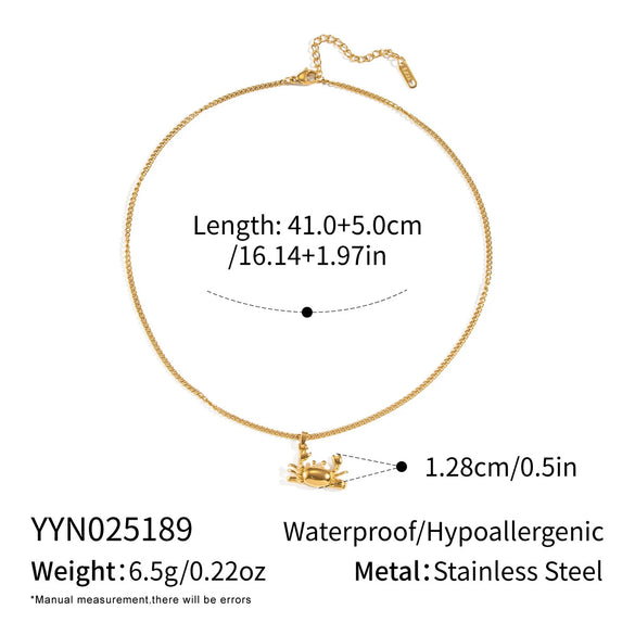 Women's Ocean Style Crab Dolphin Stainless Steel Necklace With Animal Zodiac Pattern And Electroplating Design