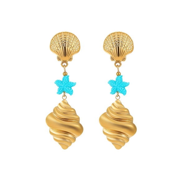 Women's Ocean Wind Earrings Stainless Steel Star Geometric Electroplated Jewelry