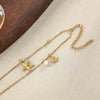 Women's Oceaninspired Stainless Steel Starfish And Scallop Shell Pendant Anklet With Imitation Pearl Doublelayer Chain