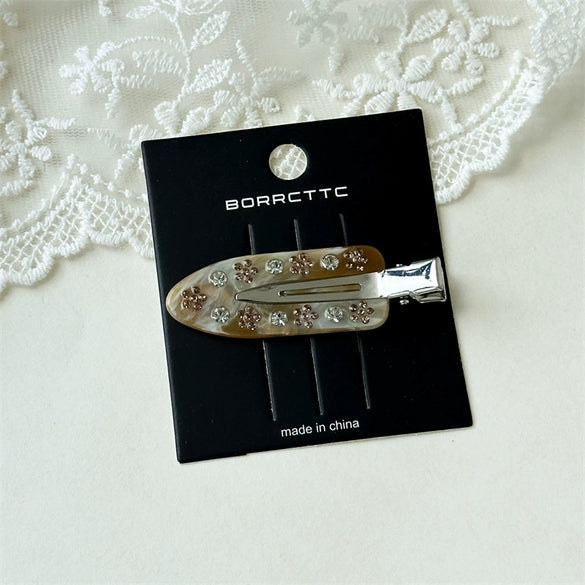 Women's Old Money Style Floral Acetic Acid Duckbill Hair Clip With Seamless Marble Pattern Handmade