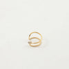 Women's Open End Stainless Steel Ring With Zirconia And 18K Gold Electroplated Geometric Floral Design
