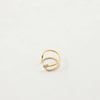 Women's Open End Stainless Steel Ring With Zirconia And 18K Gold Electroplated Geometric Floral Design