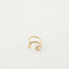 Women's Open End Stainless Steel Ring With Zirconia And 18K Gold Electroplated Geometric Floral Design