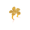 Women's Open Flower Ring In Goldplated Stainless Steel Fivepetal Floral Design With Textured Botanical Style