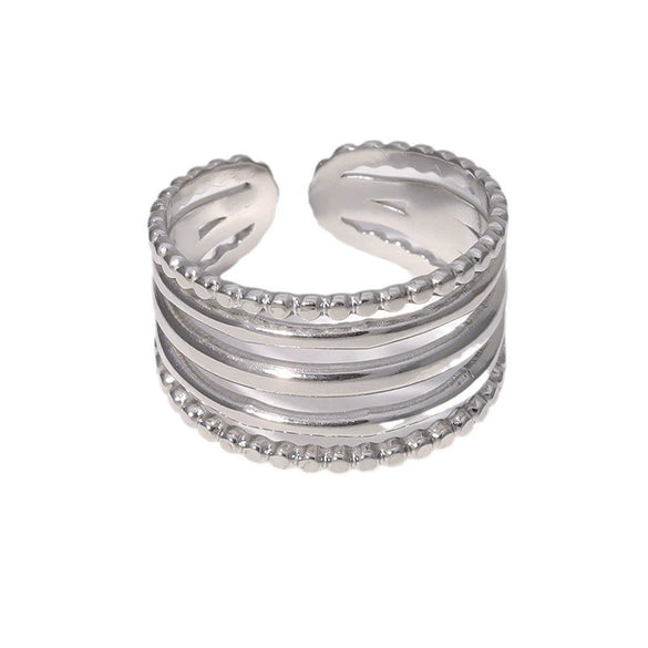 Women's Open Geometric Stainless Steel Ring Electroplated Nonfading Simple Cold Style Highend