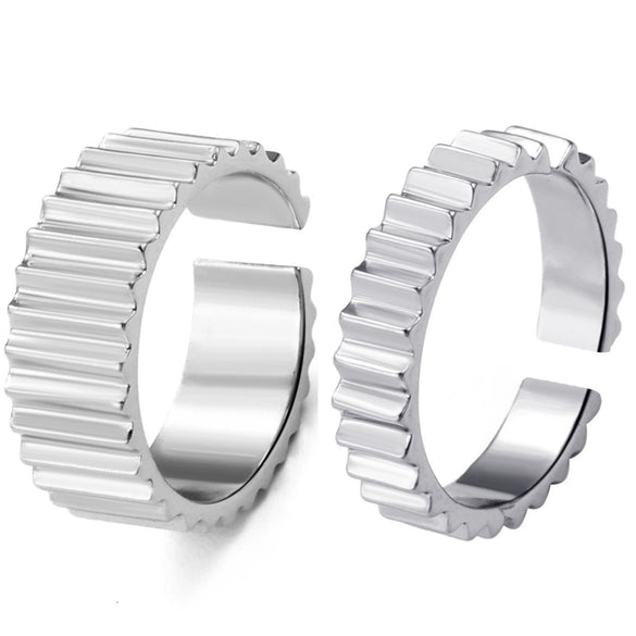 Women's Open Ring Set Alloy Geometric Pattern Electroplating Irregular Pleated Texture Fashionable Cool Style