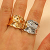 Women's Open Ring Set Alloy Geometric Pattern Electroplating Irregular Pleated Texture Fashionable Cool Style