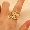 Women's Open Ring Set Alloy Geometric Pattern Electroplating Irregular Pleated Texture Fashionable Cool Style