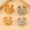 Women's Open Ring Set Alloy Geometric Pattern Electroplating Irregular Pleated Texture Fashionable Cool Style
